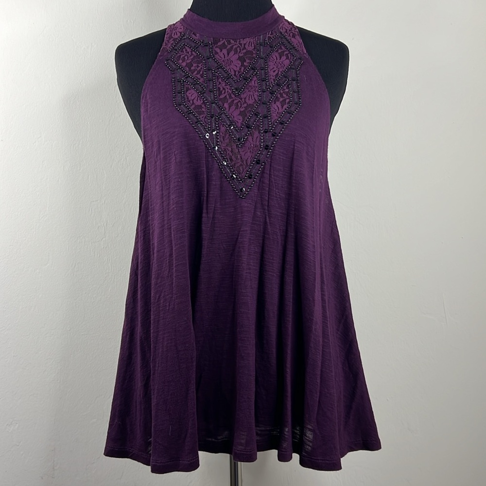EXPRESS Plum Embellished Tunic Tank S